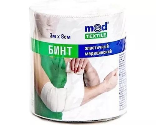 MedTextile, бинт эластичный, медицинский, средней растяжимости, 3 м х 8 см, 02 х 80 х 3 | интернет-аптека Farmaco.ua