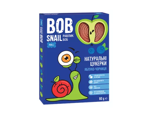 Bob Snail, цукерки натуральні, яблуко-чорниця, 60 г | интернет-аптека Farmaco.ua