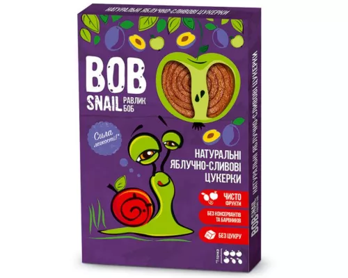 Bob Snail, цукерки натуральні, яблуко-слива, 60 г | интернет-аптека Farmaco.ua