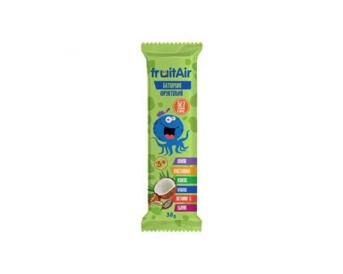 FruitAir, батончик фруктовый, без сахара, финик/фисташка/кокосовая стружка, 38 г | интернет-аптека Farmaco.ua