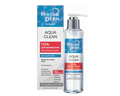 Hirudo Derm Extra-Dry Aqua Clean, гель увлажняющий для умывания, 180 мл | интернет-аптека Farmaco.ua