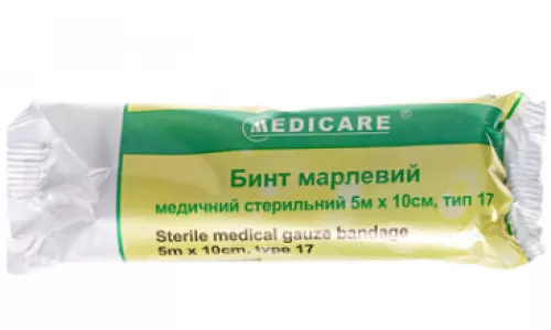 Medicare, бинт, медицинский, марлевый, стерильный, 5 м х 10 см, тип 17 | интернет-аптека Farmaco.ua