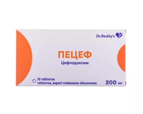 Пецеф, таблетки вкриті плівковою оболонкою, 200 мг, №10 | интернет-аптека Farmaco.ua