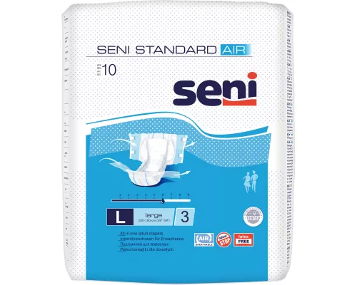 Seni Standard Air, підгузки для дорослих, розмір L, тип 3, 100-150 см, №10 | интернет-аптека Farmaco.ua