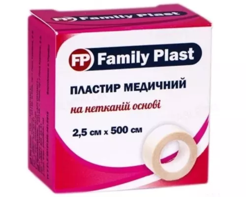 Family Plast, пластир, медичний, на нетканій основі, 2.5 см х 500 см | интернет-аптека Farmaco.ua