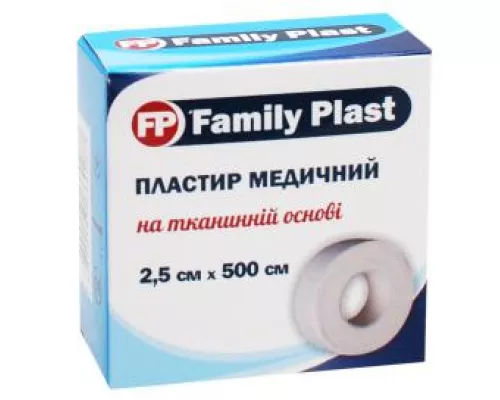 Family Plast, пластир медичний, на тканинній основі, 2.5 см х 500 см | интернет-аптека Farmaco.ua