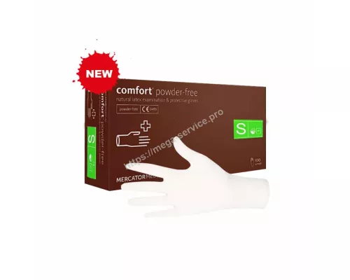 Перчатки латексные Comfort Powder-Free, смотровые, нестерильные, неприпудренные, размер S, №100 | интернет-аптека Farmaco.ua